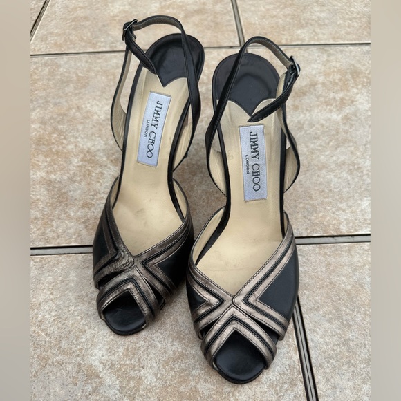 Jimmy Choo Black and Gold Heels - Picture 1 of 14